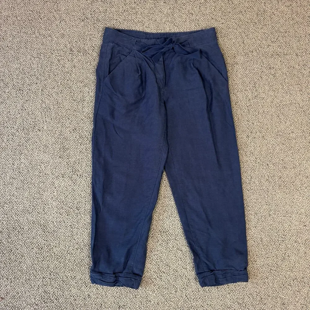 Wilfred Allant Linen Cropped Navy Pants US Women's 00